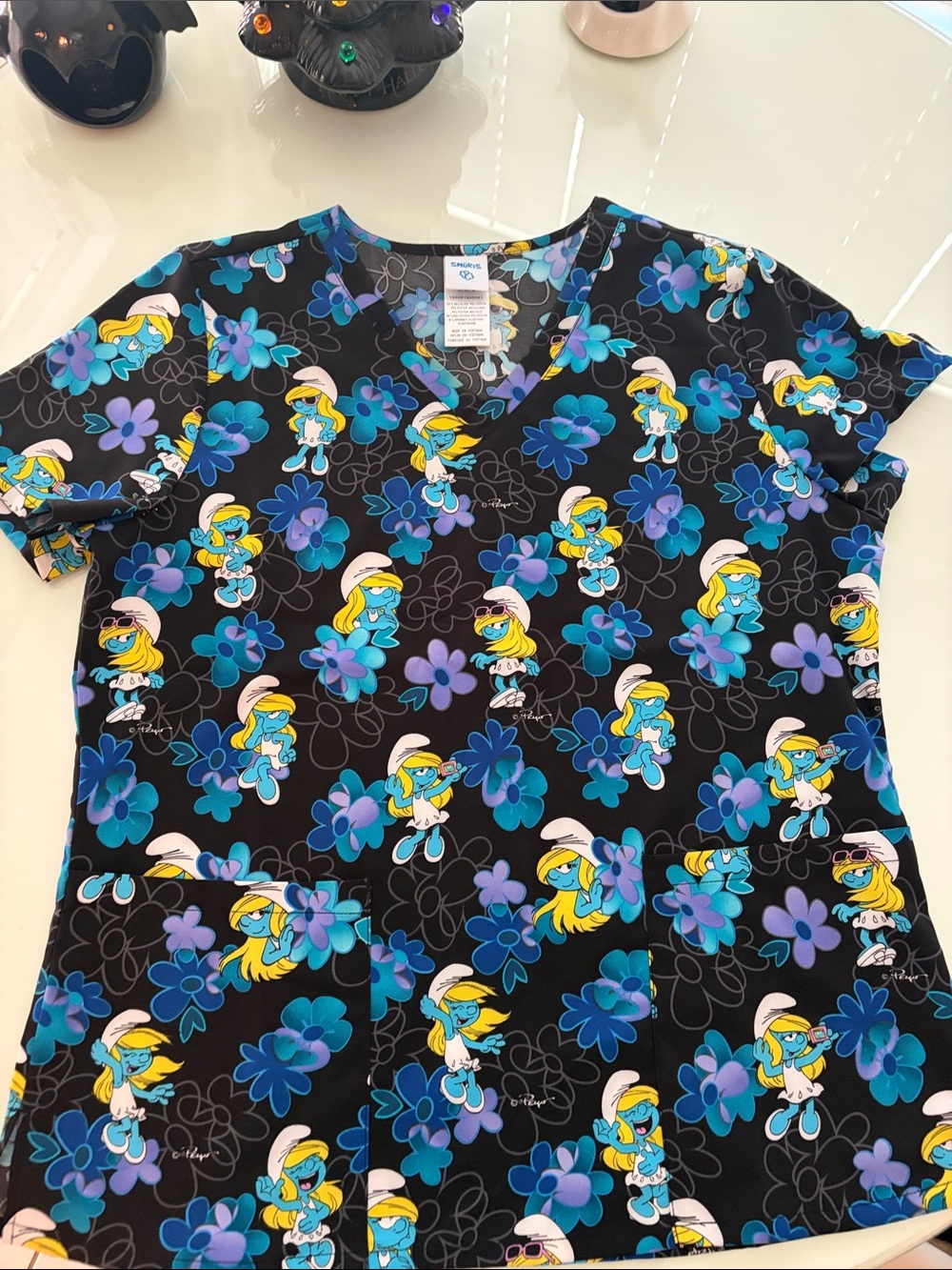 Medium Smurf scrub tops